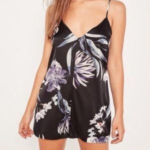 Missguided Floral Satin Romper